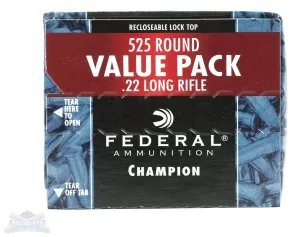 Federal .22 Long Rifle 36gr Copper Plated HP Champion Ammunition, 525 Rounds - 745