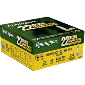Rhode Island Gun Laws (2026): Blue Card, Dual Permits, 10-Round Cap & 2026 AWB 23 Remington Golden Hunter 22 Long Rifle 40gr Plated Hollow Point Rimfire Rifle Ammo - 550 Rounds