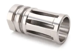 Tiger Rock Muzzle Brake 5/8x24 Pitch AR-10/LR-308 Stainless Steel 5 Ports Silver Small