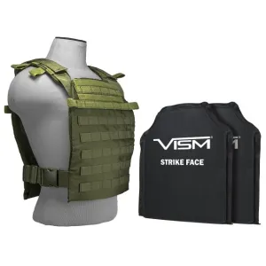 NcSTAR & VISM Parts & Accessories 37 Vism Larger Fast Plate Carrier w/2 11x14in Level IIIA Shooters Cut Soft Ballistic Panels Green