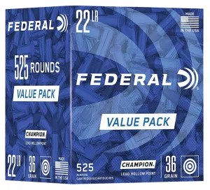 Federal Champion Training Value Pack 22lr 36gr Lead Hollow Point (LHP) 525rds - 747