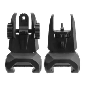 TacFire Front & Rear Same Plane / Low Profile Polymer Flip-Up Sights Black Small