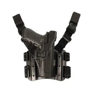 BLACKHAWK! Serpa Level 3 Tactical Drop Leg Holster Right Hand 1911 Government with Rail Polymer Black