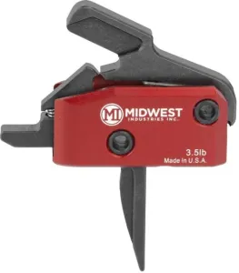 Midwest Industries Enhanced AR15 Drop-In Trigger Flat 3.5lb Pull Single Stage w/Anti Walk Pins Red