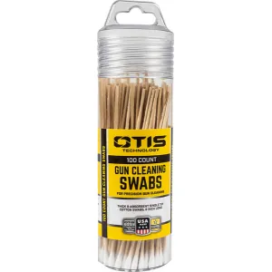 Otis Parts & Accessories 44 Otis FG241100 Gun Cleaning Swabs Cotton/Wood 6\" Long 100 Includes Reusable Storage Tube