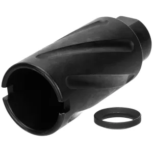 TacFire MZ10073B Spiral Fluted Muzzle Brake Black Oxide Steel with 5/8 in-24 tpi Threads, 2.60 in OAL & 1.12 in Diameter for 308 Win AR-10