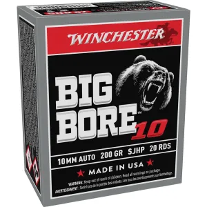 Winchester Ammunition Big Bore 10mm 200 gr SJHP 20rds Handgun Ammo for Enhanced Terminal Performance - X10MMBB
