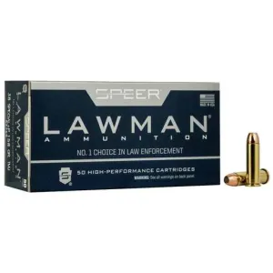 Speer Ammunition 39 Speer Lawman 38 Special +P 158gr TMJ Handgun Ammo - 50 Rounds
