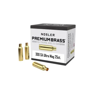 Nosler Ammunition 80 Nosler 10228 Premium Brass Unprimed Cases 300RemSAUM, Rifle Brass 25/Box
