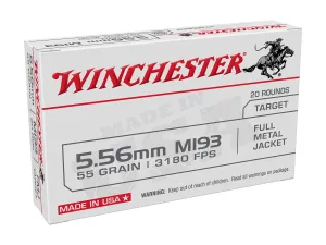 Winchester Ammunition 28 Winchester 55 gr FMJ 5.56x45 M193 Ammunition 20 Rounds - WM193K