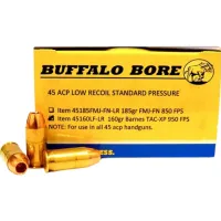 Buffalo Bore Low Recoil 45 ACP Ammo 160 Grain Barnes TAC-XP Solid Hollow Point Lead Free Box of 20