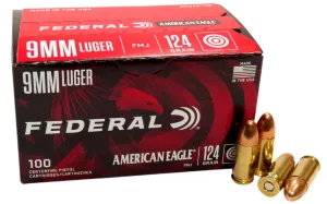 Federal American Eagle 9mm 124 gr Ammo FMJ - 100rds - AE9AP100