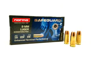 Norma Ammunition 59 Norma Safeguard 115 gr JHP 9mm Ammunition 50 Rounds - 610540050