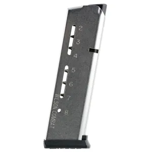 Wilson Combat 500 1911 Elite Tactiacl Magazine 45 ACP 8 rd Stainless Finish ETM Base Pad Magazine