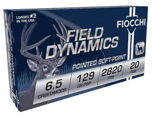 Fiocchi Ammunition 61 Fiocchi Field Dynamics 6.5 Creedmoor 129 gr PSP Ammo, 20rds - 65CMB