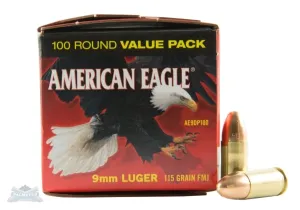 9mm vs 10mm: Which Pistol Caliber Should You Choose? (2026) 62 American Eagle 9mm 115 Gr FMJ, 100rds - AE9DP100