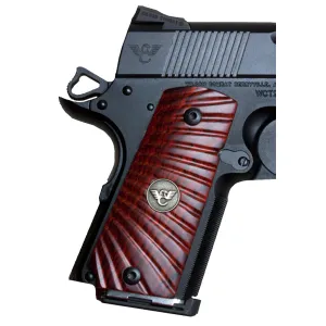 Wilson Combat Parts & Accessories 69 Wilson 351MCP Compact 1911 Grips Cocobolo w/Starburst Pattern Inset Medallion