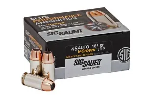 Sig Sauer 45 ACP 185 gr JHP Elite V-Crown 20/Box