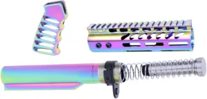 Guntec USA AR-15 Pistol Furniture Set With Miltube Matte Rainbow PVD