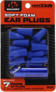 Walker's Parts & Accessories 8 Walkers Foam Ear Plug w/Orange Aluminum Carry Canister 32 dB NRR 7-Pairs Blue