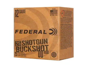 Federal Premium 12GA 2 3/4" 9 Pellet #00 Shotgun Buckshot Shells, 25Rds