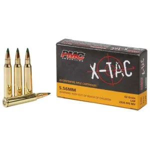 PMC Ammunition 33 PMC X-Tac 5.56mm NATO 62gr LAP Centerfire Rifle Ammo - 20 Rounds