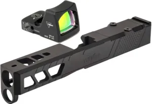 Trijicon RM01 RMR Type 2 LED 3.25 MOA Red Dot Sight Black and TRYBE Defense Pistol Slide Glock 19 Gen 5 RMR Cut Version 2 Black Cerakote