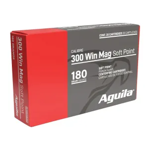 Aguila .300 Win Mag 180 gr BTSP 20rds Rifle Ammo for Superior Long-Range Performance - 82044AG