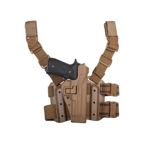 BLACKHAWK! Serpa Level 2 Tactical Drop Leg Holster Right Hand Beretta 92, 92F, 92FS, 96 Polymer Coyote