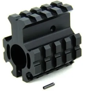 Tacfire AR15/.750 High Profile Quad Rail Barrel Mount/Gas Block/Alum. Glossy Finish Clamp-On Black