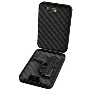 Bulldog BD1126 Personal Vault Combination/Key Entry Black Powder Coat Steel Holds 1, Handgun 9.50 in L x 6.50 in W x 2 in D , Gun Safe