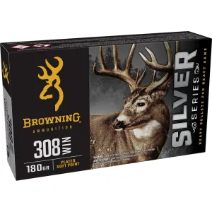 Browning Ammunition Silver .308 Win 180 gr PSP 20rds Rifle Ammo for Consistent Accuracy - B192603081
