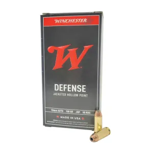 Winchester Ammunition Defense 10mm 180 gr JHP 50rds Handgun Ammo for Effective Self-Defense - USA10JHP