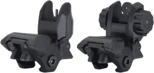 JE Machine Tech .223 5.56 Tactical Polymer Front And Rear Flip Up Sight Set Black