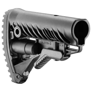 FAB Defense Parts & Accessories 18 FAB Defense FXGLR16B GLR-16 Buttstock for AR-15/ M16/ M4 Fixed Storage Compartment & Anti-Rattle Mechanism Black Polymer