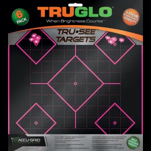 Truglo Tru-See Splatter Target 12"x12" Pink - 6 Pack