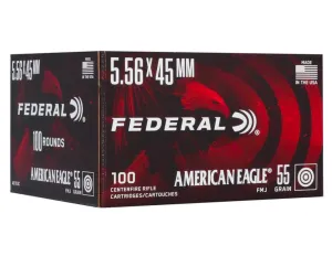 Federal American Eagle 5.56 55gr FMJ-BT Ammo, 100rds - AE193C