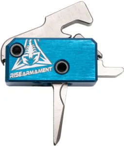 OpticsPlanet Exclusive RISE Armament RA-240 Enhanced Rifle Trigger Straight 3.5lb Pull Blue/Silver