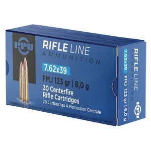 PPU USA Metric Rifle 7.62x39mm 123 gr FMJ Rifle Ammo, 20Rds