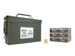 CCI Blazer Brass 9mm 115 Gr FMJ 300 Rounds in Heavy Duty Ammo Can (Bulk)