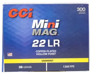 CCI .22 Long Rifle 36gr HP Mini Mag Ammunition 300rds - 962