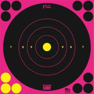 Pro-Shot Splatter Shot 8in Pink Bullseye Target - Peel & Stick - 6 Pack