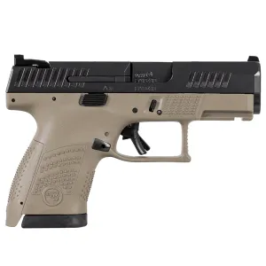 CZ-USA P-10 S 9mm 3.5" Bbl 12rd FDE Handgun w/Polymer Frame, Nitride Slide, Fixed Sights, 3 Back Straps, Rev Mag Catch 89561
