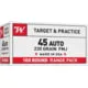 Winchester USA .45 ACP 230 Grain FMJ Brass Case Centerfire Pistol Ammo 100 Rounds Box