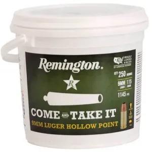 Remington COME and TAKE IT 9mm Luger 115gr JHP Handgun Ammo - 250 Rounds