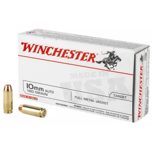 Winchester USA White Box 10mm 180 gr FMJ Ammo, 50 rds - USA10MM