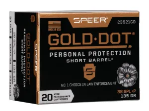 Speer Gold Dot Short Barrel .38 Special +P 135 gr 20 Rounds Ammunition - 23921GD