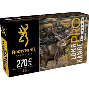 Browning Ammunition Long Range Pro Hunter .270 Winchester 140 gr Tipped MatchKing BT 20rds Rifle Ammo for Precision Shooting - B192502702