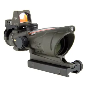 Trijicon 4x32 ACOG Dual Illum Red Chevron .223 Reticle w/Colt Knob Mount - LED 3.25 MOA Red Dot RMR Type 2 - OD Green TA31-D-100569
