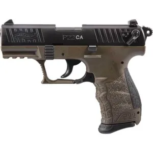 Walther P22 CA 22 Long Rifle 3.42in Matte Black Tenifer Pistol - 10+1 Rounds - Green
